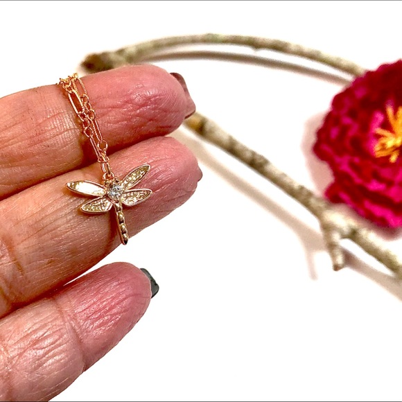 Dragonfly Necklace, Butterfly, Minimalist, Garden - Picture 7 of 10